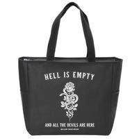 Hell Is Empty Shakespeare Goblincore Fairy Goth Grunge Snake Zip Tote Bag