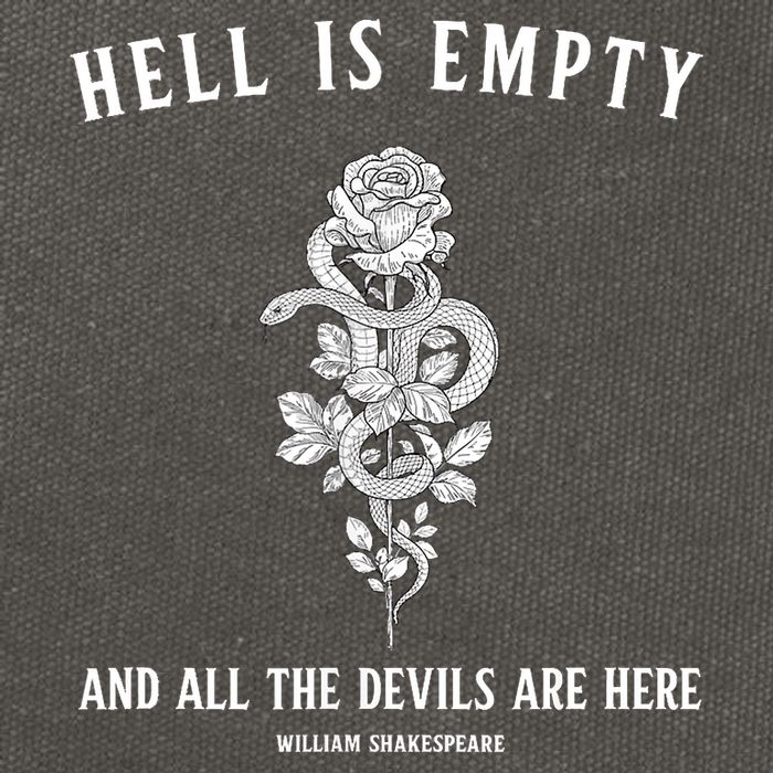 Hell Is Empty Shakespeare Goblincore Fairy Goth Grunge Snake Cotton Canvas Backpack