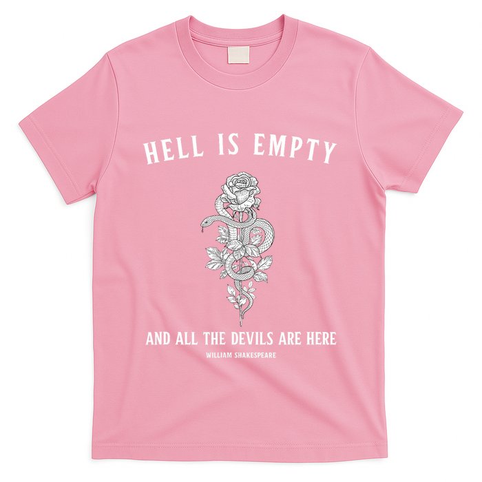 Hell Is Empty Shakespeare Goblincore Fairy Goth Grunge Snake T-Shirt