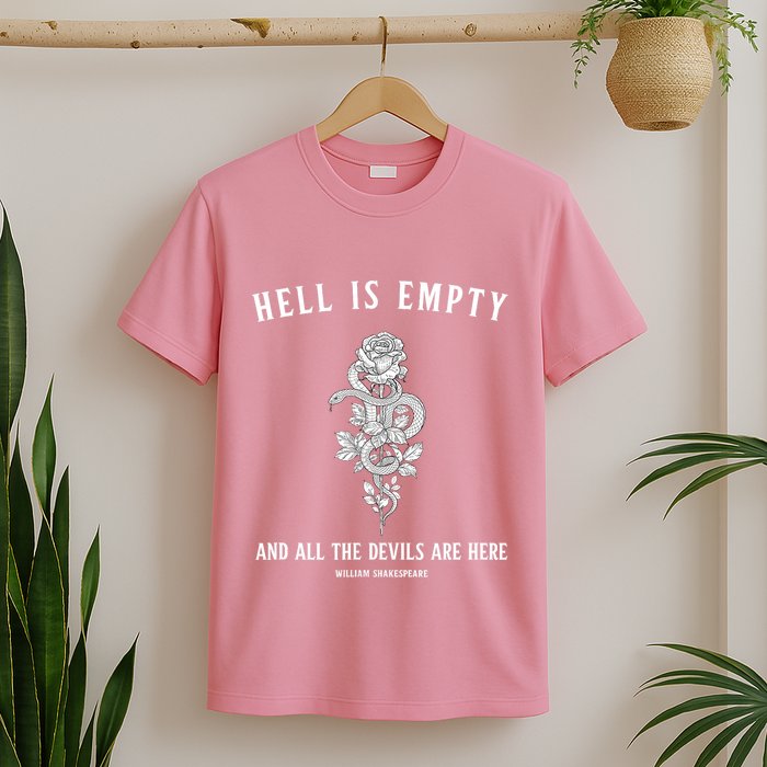 Hell Is Empty Shakespeare Goblincore Fairy Goth Grunge Snake T-Shirt