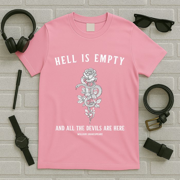 Hell Is Empty Shakespeare Goblincore Fairy Goth Grunge Snake T-Shirt
