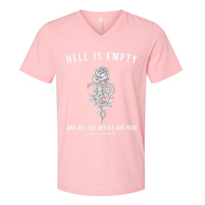 Hell Is Empty Shakespeare Goblincore Fairy Goth Grunge Snake V-Neck T-Shirt