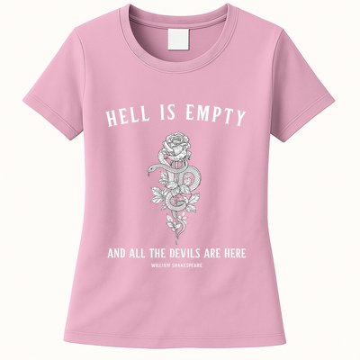 Hell Is Empty Shakespeare Goblincore Fairy Goth Grunge Snake Womens T-Shirt