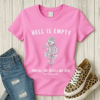 Hell Is Empty Shakespeare Goblincore Fairy Goth Grunge Snake Womens T-Shirt