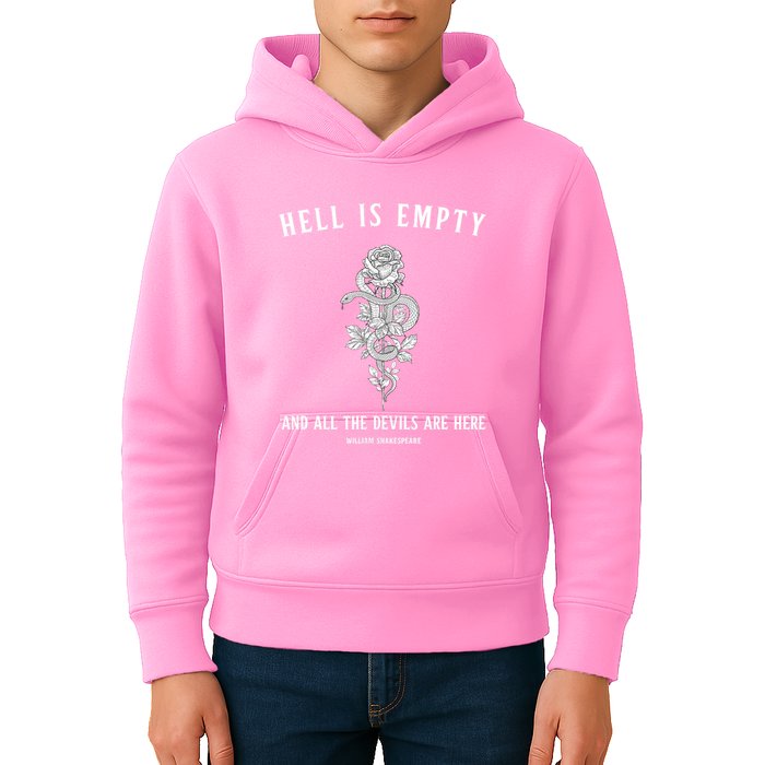 Hell Is Empty Shakespeare Goblincore Fairy Goth Grunge Snake Kids Hoodie