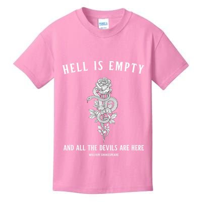 Hell Is Empty Shakespeare Goblincore Fairy Goth Grunge Snake Kids T-Shirt