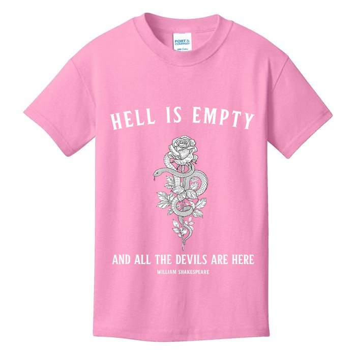 Hell Is Empty Shakespeare Goblincore Fairy Goth Grunge Snake Kids T-Shirt