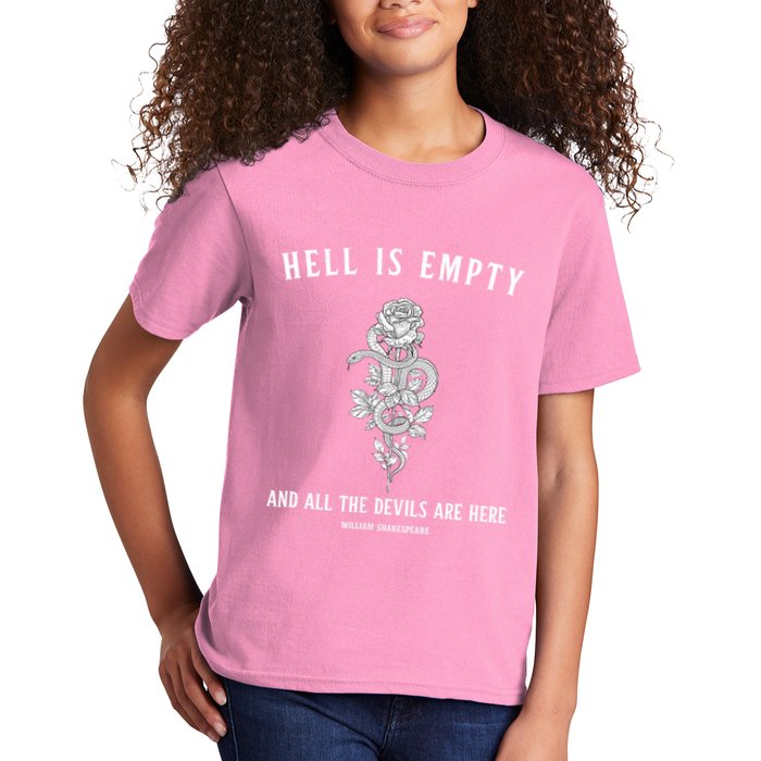 Hell Is Empty Shakespeare Goblincore Fairy Goth Grunge Snake Kids T-Shirt