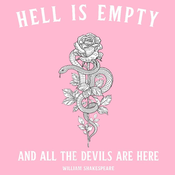 Hell Is Empty Shakespeare Goblincore Fairy Goth Grunge Snake Kids T-Shirt