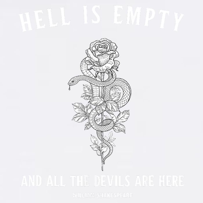 Hell Is Empty Shakespeare Goblincore Fairy Goth Grunge Snake Garment-Dyed Sweatshirt