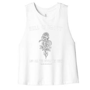 Hell Is Empty Shakespeare Goblincore Fairy Goth Grunge Snake Women's Racerback Cropped Tank