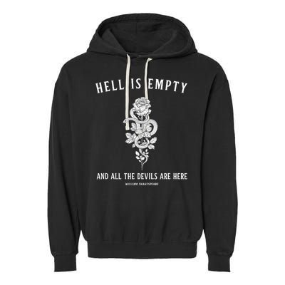 Hell Is Empty Shakespeare Goblincore Fairy Goth Grunge Snake Garment-Dyed Fleece Hoodie