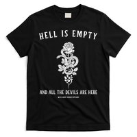 Hell Is Empty Shakespeare Goblincore Fairy Goth Grunge Snake T-Shirt