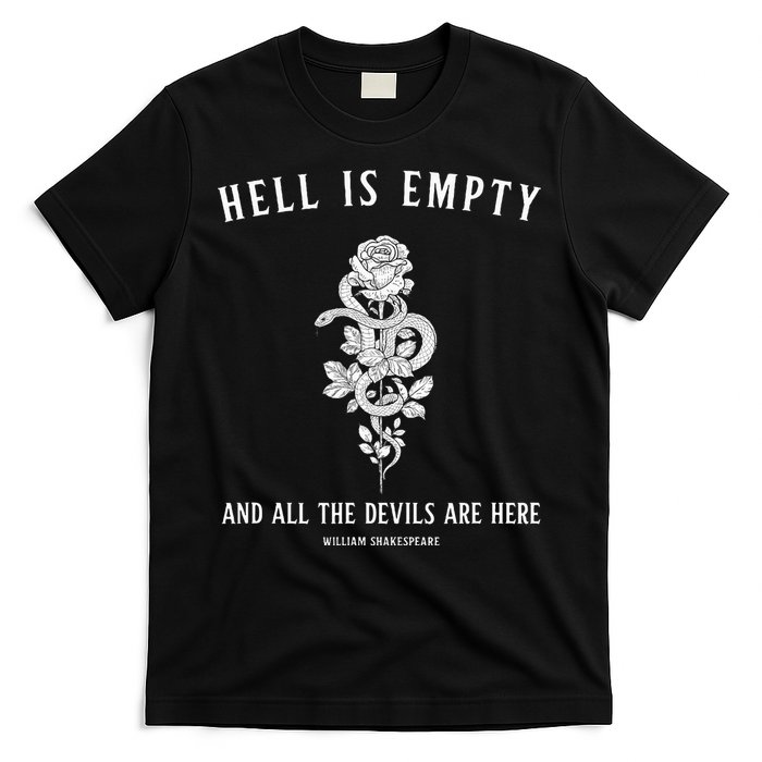 Hell Is Empty Shakespeare Goblincore Fairy Goth Grunge Snake T-Shirt