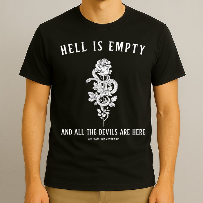 Hell Is Empty Shakespeare Goblincore Fairy Goth Grunge Snake T-Shirt