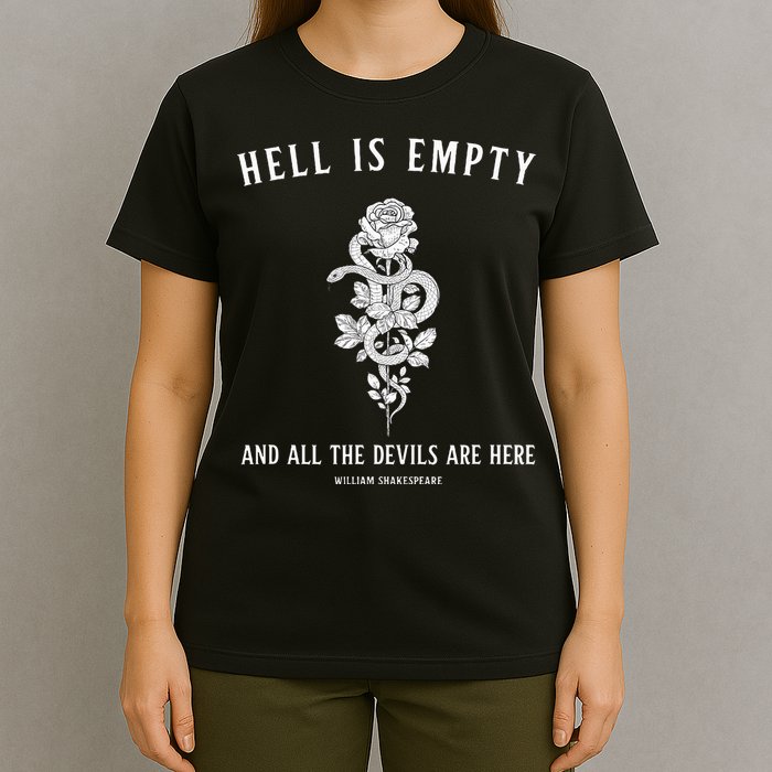 Hell Is Empty Shakespeare Goblincore Fairy Goth Grunge Snake T-Shirt