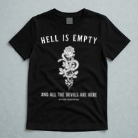 Hell Is Empty Shakespeare Goblincore Fairy Goth Grunge Snake T-Shirt