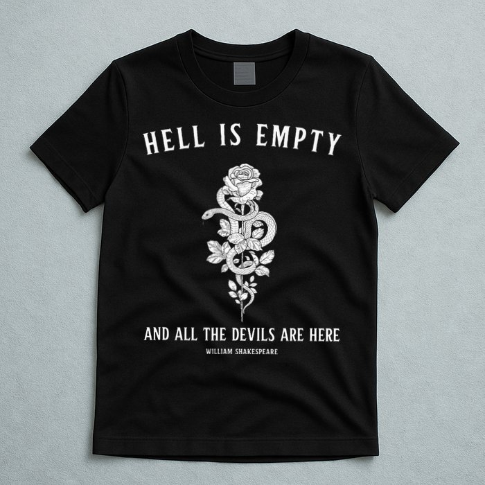 Hell Is Empty Shakespeare Goblincore Fairy Goth Grunge Snake T-Shirt