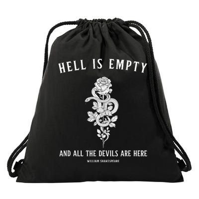 Hell Is Empty Shakespeare Goblincore Fairy Goth Grunge Snake Drawstring Bag