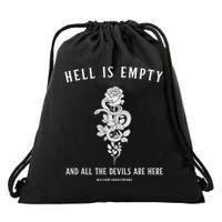 Hell Is Empty Shakespeare Goblincore Fairy Goth Grunge Snake Drawstring Bag