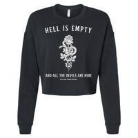 Hell Is Empty Shakespeare Goblincore Fairy Goth Grunge Snake Cropped Pullover Crew