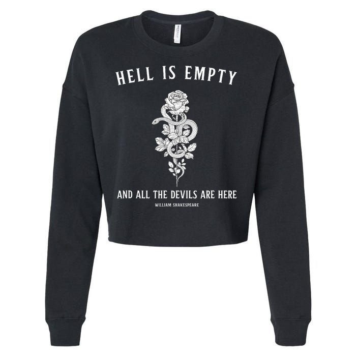 Hell Is Empty Shakespeare Goblincore Fairy Goth Grunge Snake Cropped Pullover Crew