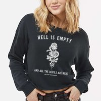 Hell Is Empty Shakespeare Goblincore Fairy Goth Grunge Snake Cropped Pullover Crew