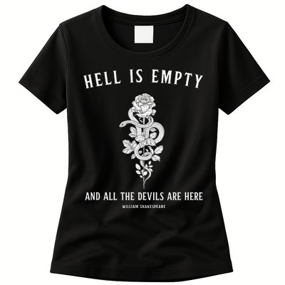 Hell Is Empty Shakespeare Goblincore Fairy Goth Grunge Snake Womens T-Shirt