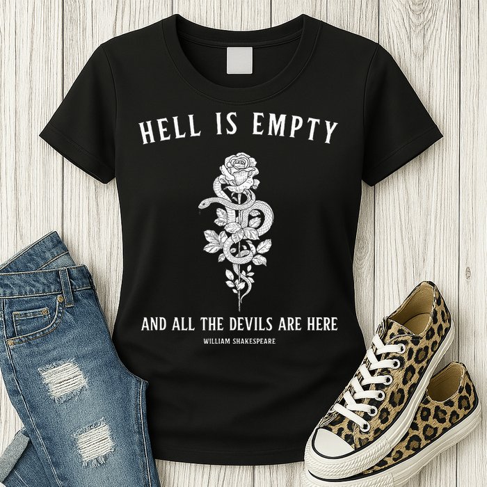 Hell Is Empty Shakespeare Goblincore Fairy Goth Grunge Snake Womens T-Shirt