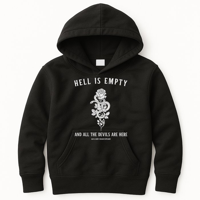 Hell Is Empty Shakespeare Goblincore Fairy Goth Grunge Snake Kids Hoodie