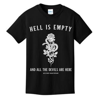 Hell Is Empty Shakespeare Goblincore Fairy Goth Grunge Snake Kids T-Shirt