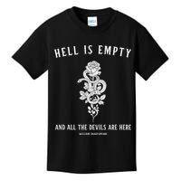 Hell Is Empty Shakespeare Goblincore Fairy Goth Grunge Snake Kids T-Shirt