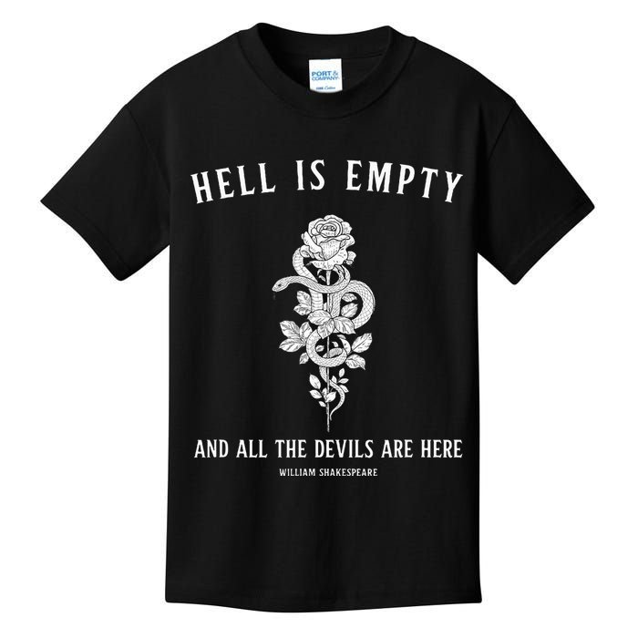 Hell Is Empty Shakespeare Goblincore Fairy Goth Grunge Snake Kids T-Shirt