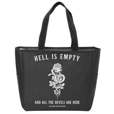 Hell Is Empty Shakespeare Goblincore Fairy Goth Grunge Snake Zip Tote Bag