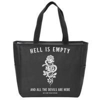 Hell Is Empty Shakespeare Goblincore Fairy Goth Grunge Snake Zip Tote Bag