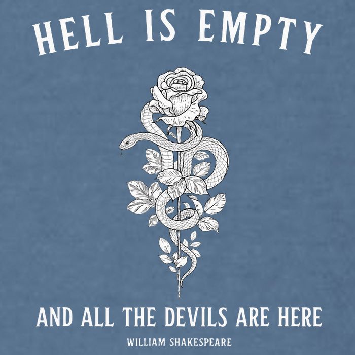 Hell Is Empty Shakespeare Goblincore Fairy Goth Grunge Snake Garment-Dyed Sweatshirt
