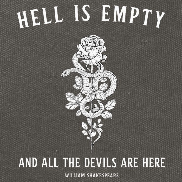 Hell Is Empty Shakespeare Goblincore Fairy Goth Grunge Snake Cotton Canvas Backpack