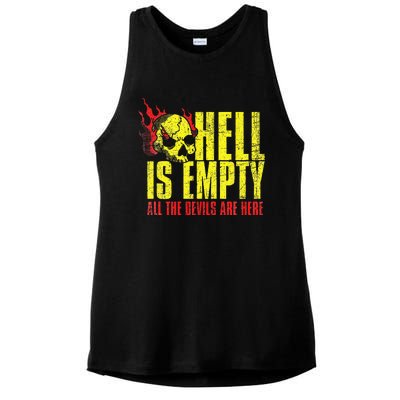 Hell Is Empty Funny Skull Lover Scary Horror Fan Tee Ladies PosiCharge Tri-Blend Wicking Tank