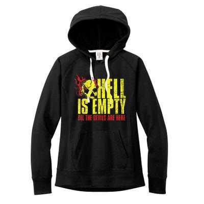 Hell Is Empty Funny Skull Lover Scary Horror Fan Tee Women's Fleece Hoodie