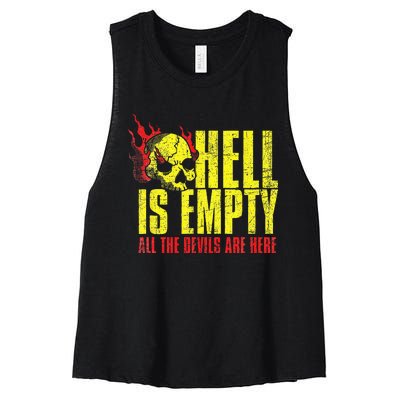 Hell Is Empty Funny Skull Lover Scary Horror Fan Tee Women's Racerback Cropped Tank