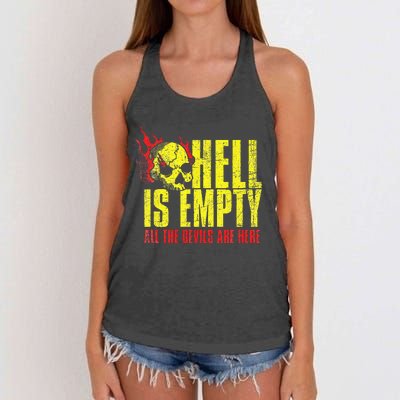 Hell Is Empty Funny Skull Lover Scary Horror Fan Tee Women's Knotted Racerback Tank