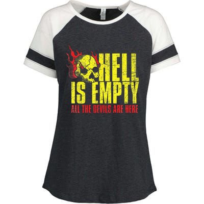 Hell Is Empty Funny Skull Lover Scary Horror Fan Tee Enza Ladies Jersey Colorblock Tee