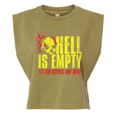 Hell Is Empty Funny Skull Lover Scary Horror Fan Tee Garment-Dyed Women's Muscle Tee