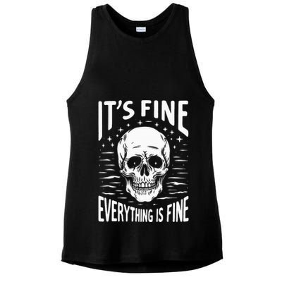 Halloween It's Fine Everything Is Fine Funny Skeleton Ladies PosiCharge Tri-Blend Wicking Tank