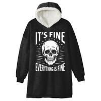 Halloween It's Fine Everything Is Fine Funny Skeleton Hooded Wearable Blanket