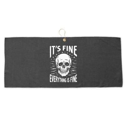 Halloween It's Fine Everything Is Fine Funny Skeleton Large Microfiber Waffle Golf Towel