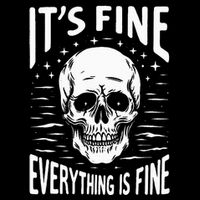Halloween It's Fine Everything Is Fine Funny Skeleton Cropped Pullover Crew