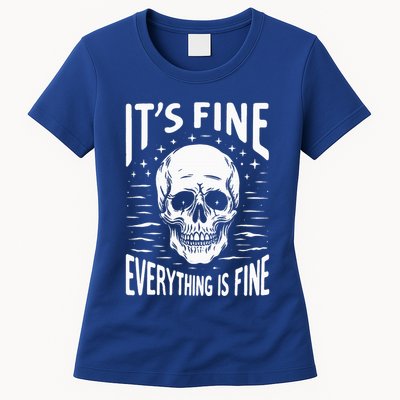 Halloween It's Fine Everything Is Fine Funny Skeleton Womens T-Shirt