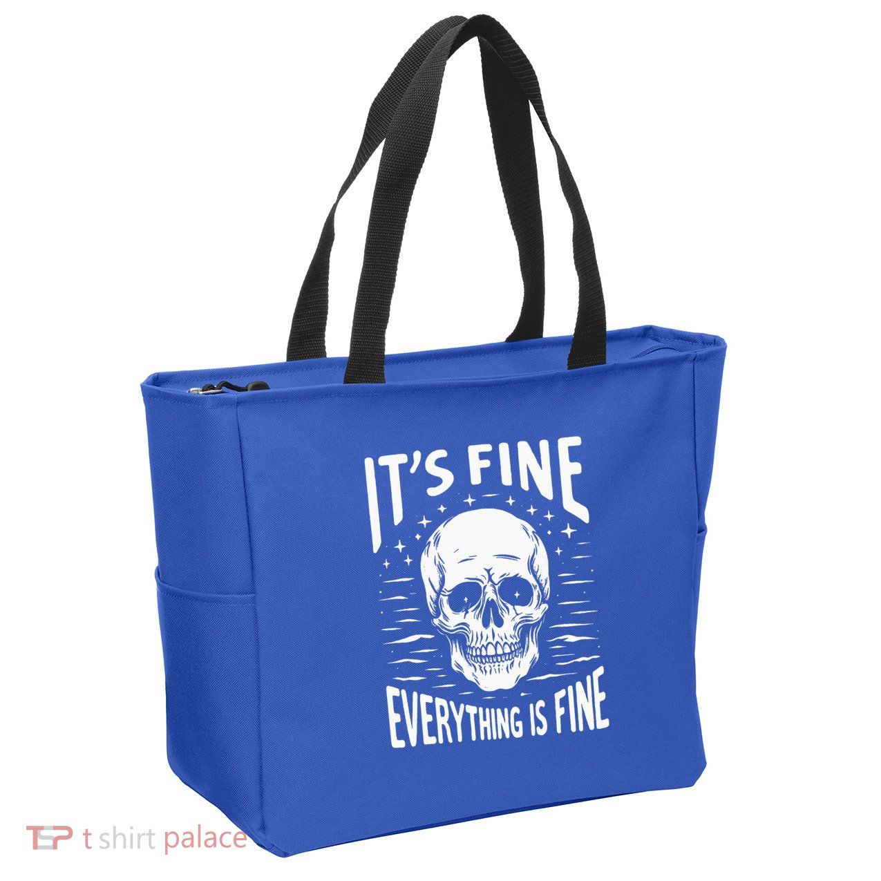Halloween It's Fine Everything Is Fine Funny Skeleton Zip Tote Bag
