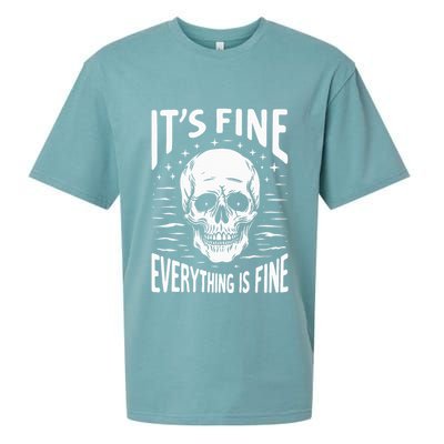 Halloween It's Fine Everything Is Fine Funny Skeleton Sueded Cloud Jersey T-Shirt